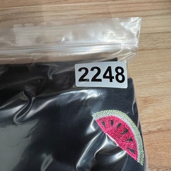 Talbots Irish Linen Pants Womens‎ 6P Embroidered Fruit Summer Black Watermelon - Picture 6 of 6